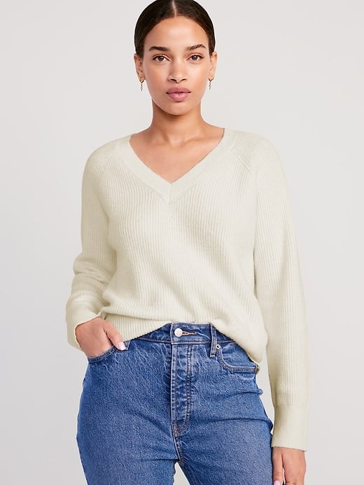 Old Navy V-Neck Rib-Knit Cocoon Sweater