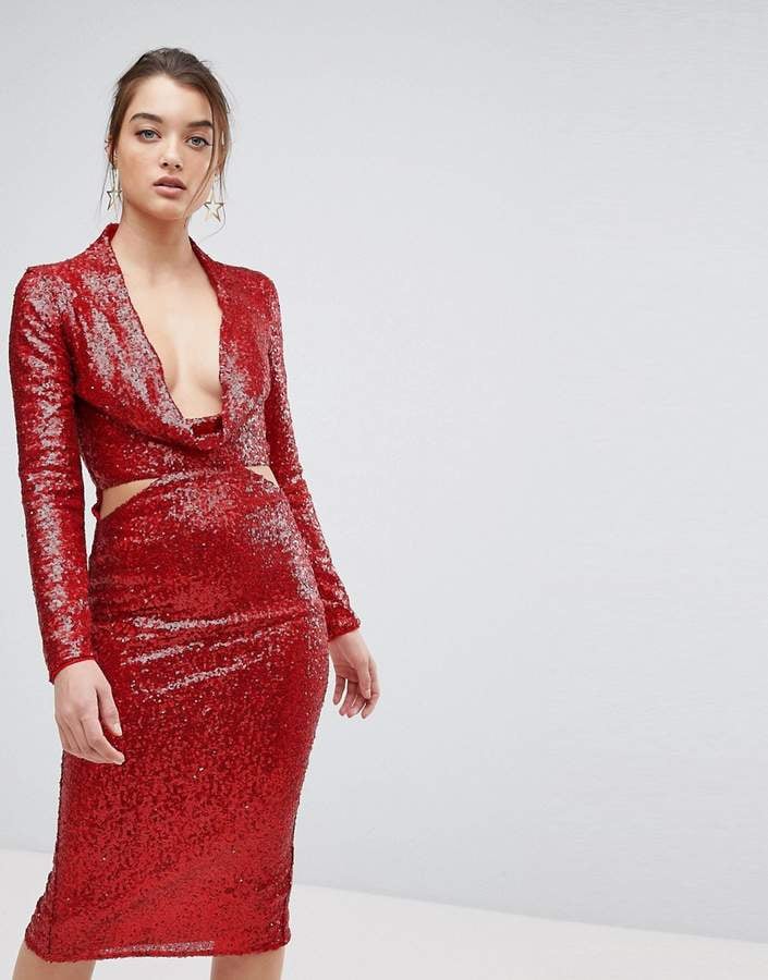 Asos red shop sequin dress