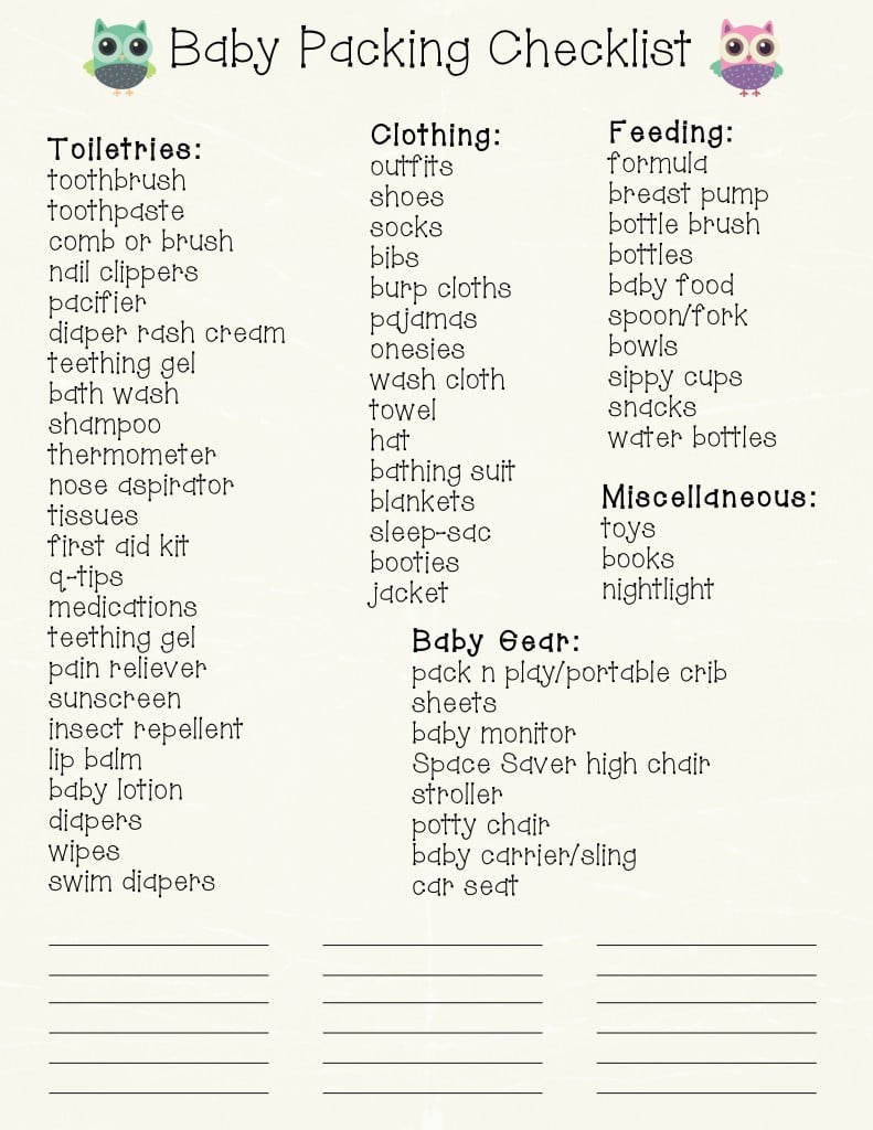 Free Printable Packing Checklists