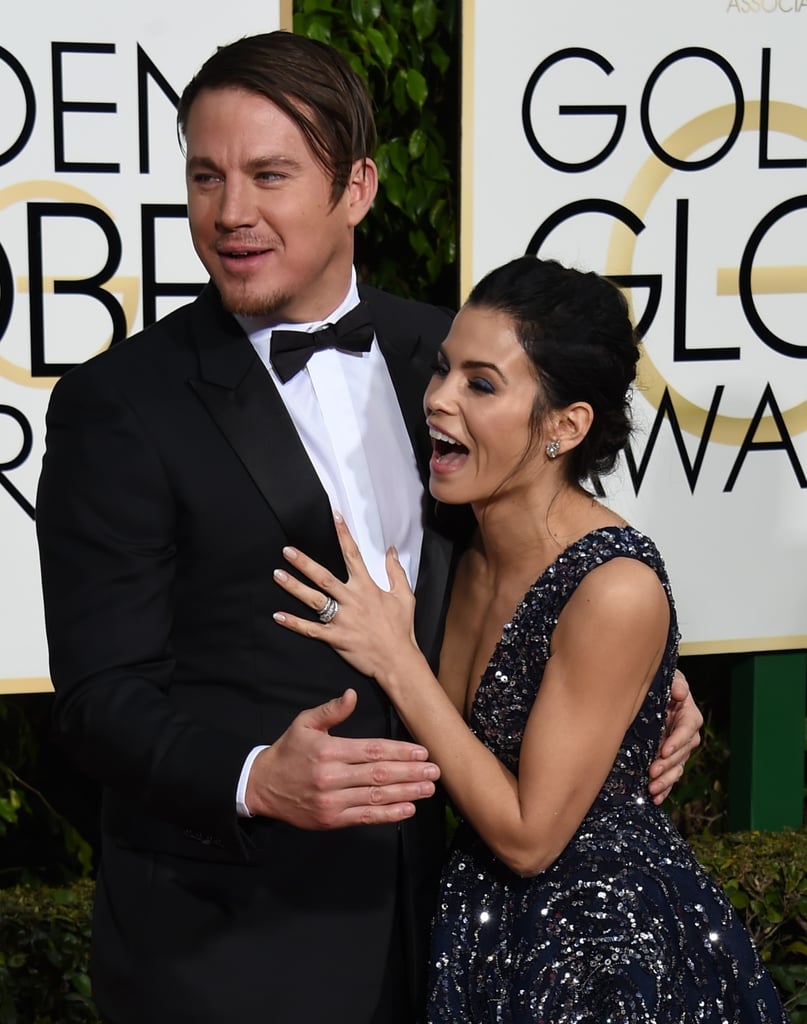 Channing and Jenna got excited to see celebrity friends on the red carpet at the Golden Globes in January 2016.