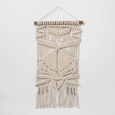 Woven Cotton Black Macrame Wall Tapestry