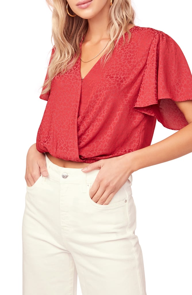 ASTR the Label Short Sleeve Jacquard Top