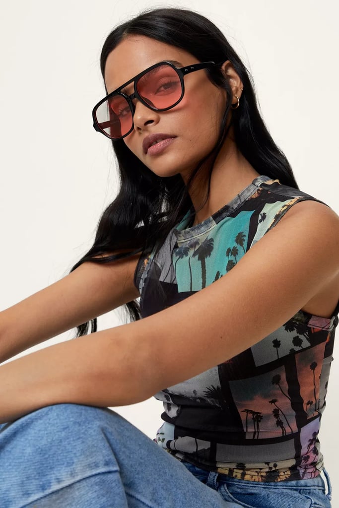 Spring Rave Outfit Idea: Nasty Gal Tinted Wide Frame Aviator Sunglasses