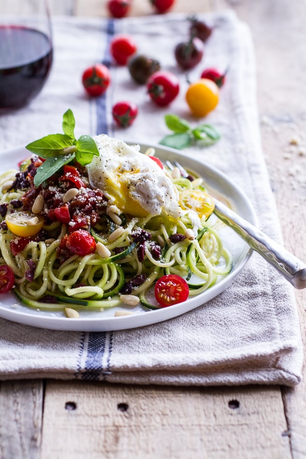 Zucchini Pasta With Cherry Tomato Basil Sauce