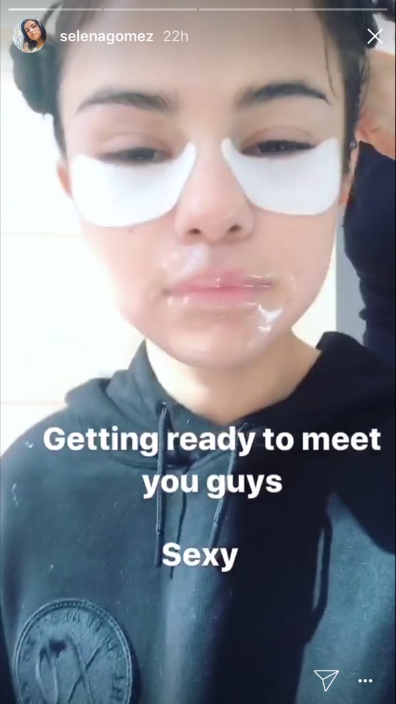 Selena Gomez Using Lip and Eye Masks