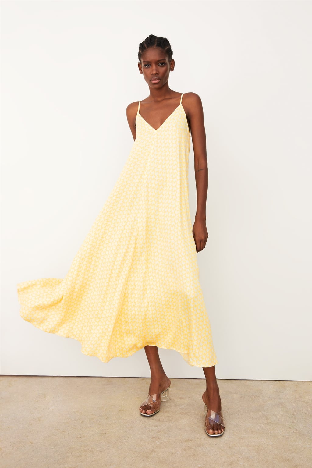 zara yellow strappy dress