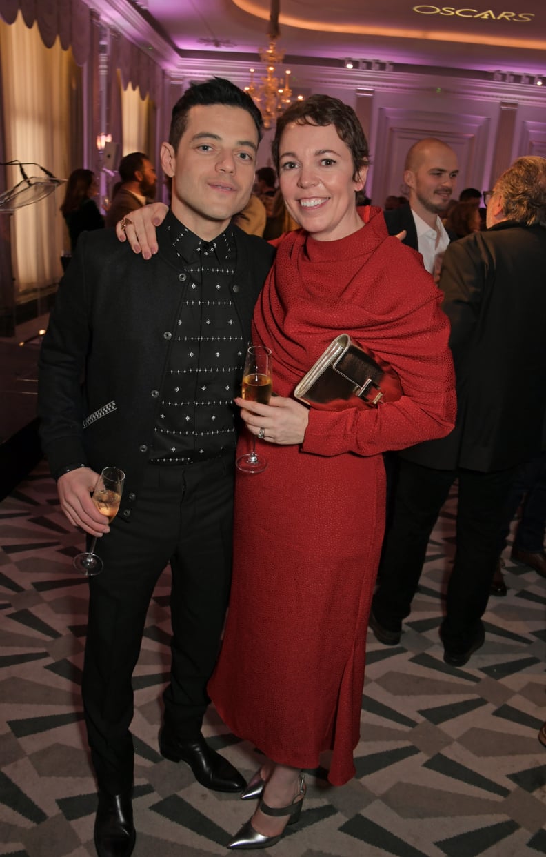 When she relaxed with Rami Malek and a glass of Champagne.