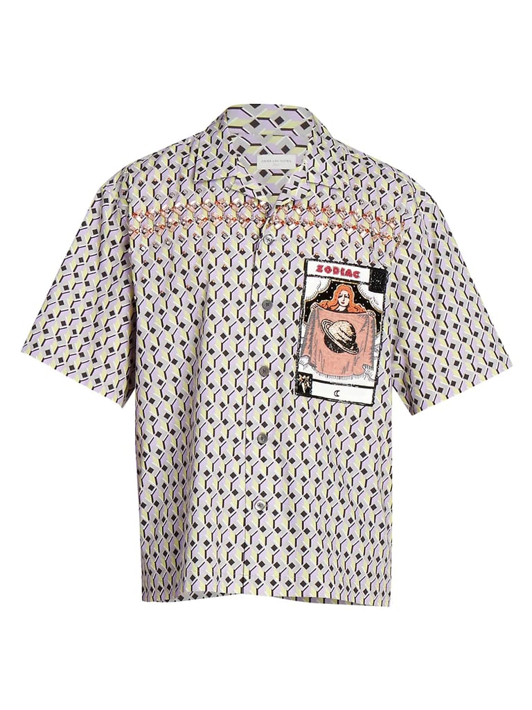 Dries Van Noten Tarot Card Appliqué Geometric-Print Camp Shirt