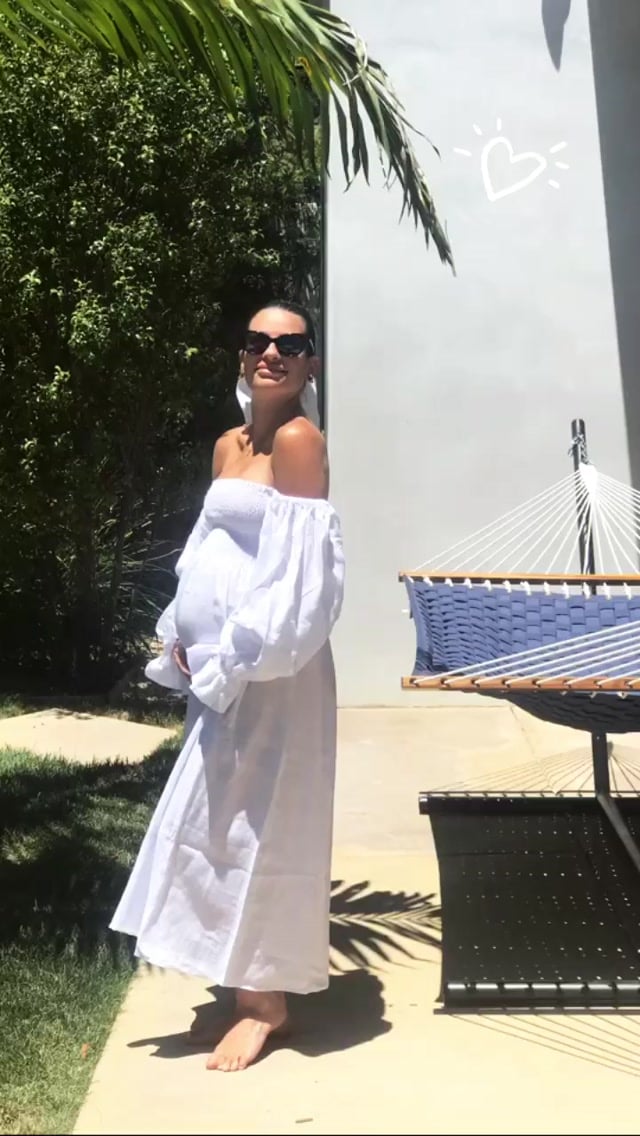Lea Michele Wearing the White Atlanta Linen Sleeper Dress