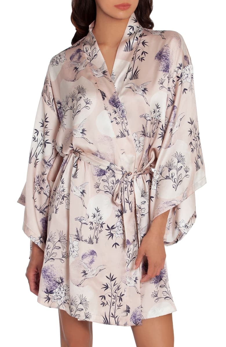 Midnight Bakery Heron Print Satin Wrap