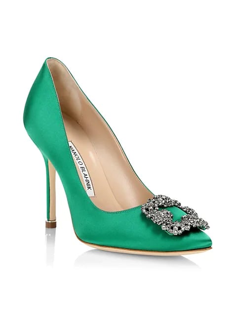 Manolo Blahnik Hangisi 105 Embellished Satin Pumps