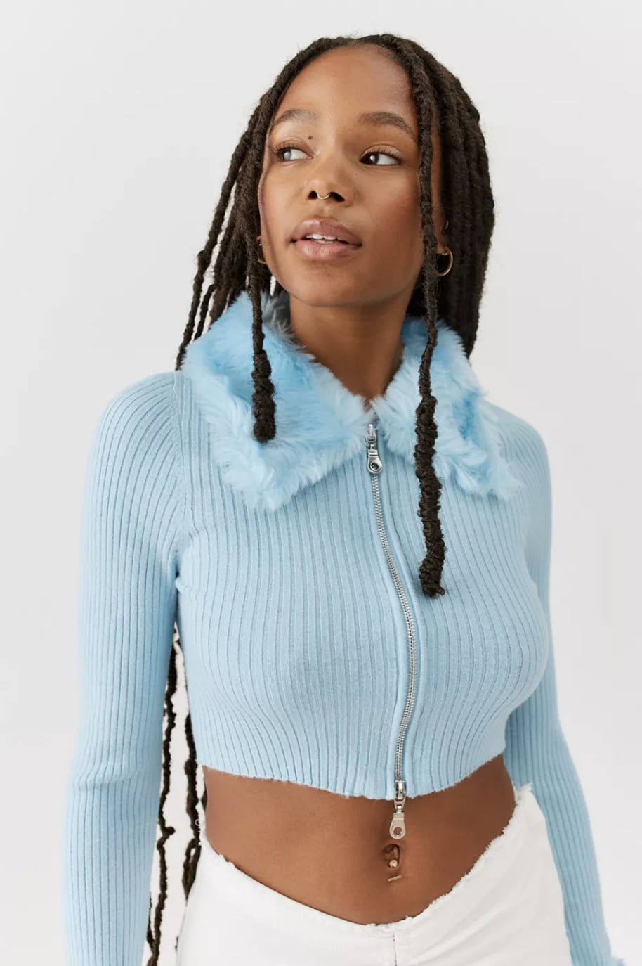 Faux fur lined sweater top