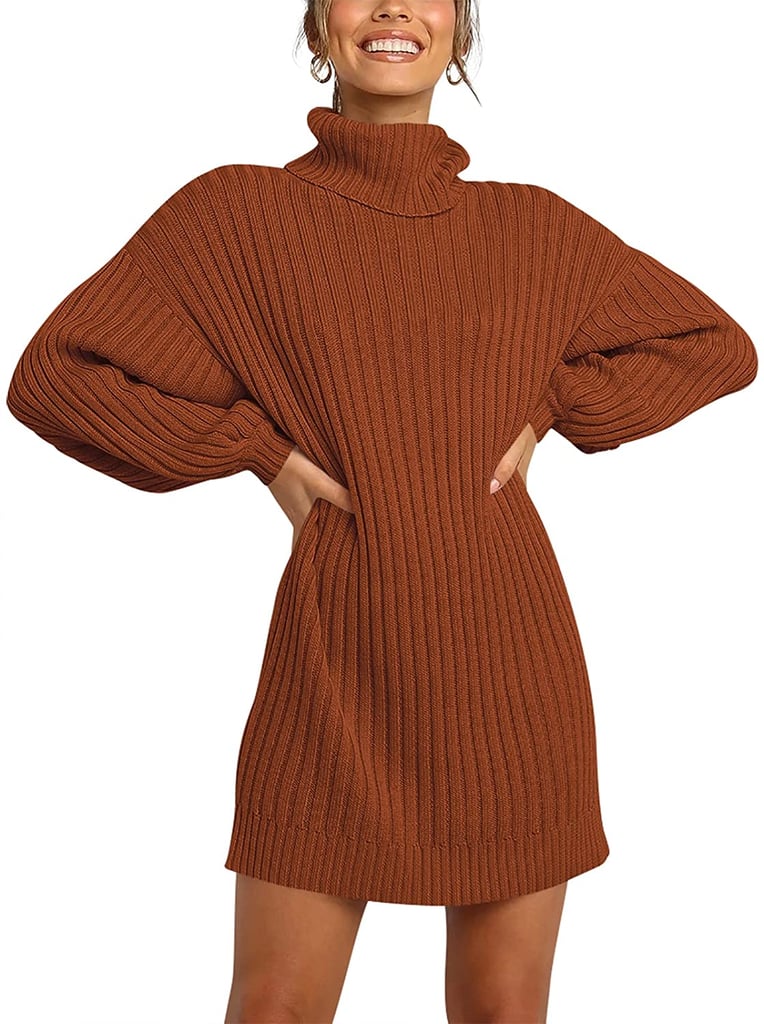 A Bestselling Dress: Anrabess Turtleneck Long Lantern Sleeve Casual Loose Oversized Sweater Dress