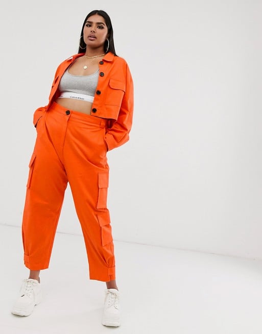 ASOS DESIGN Curve cropped utility suit blazer in orange | Fashion ...