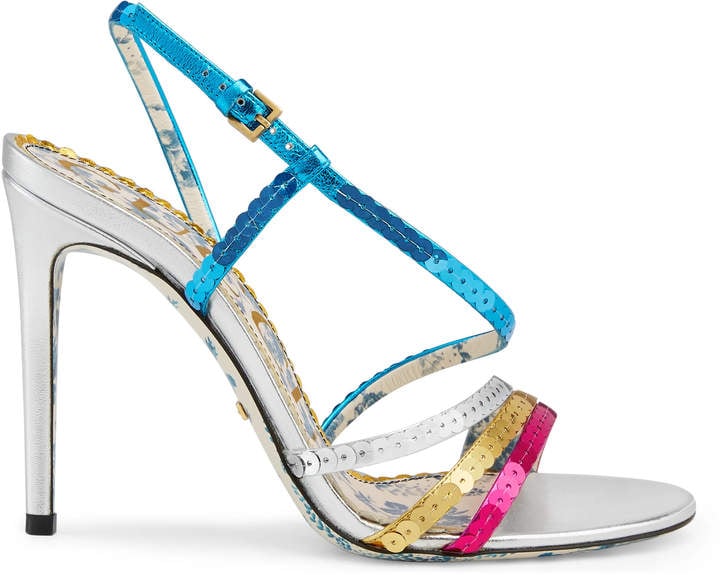 Gucci Metallic Leather Sandals With Sequins