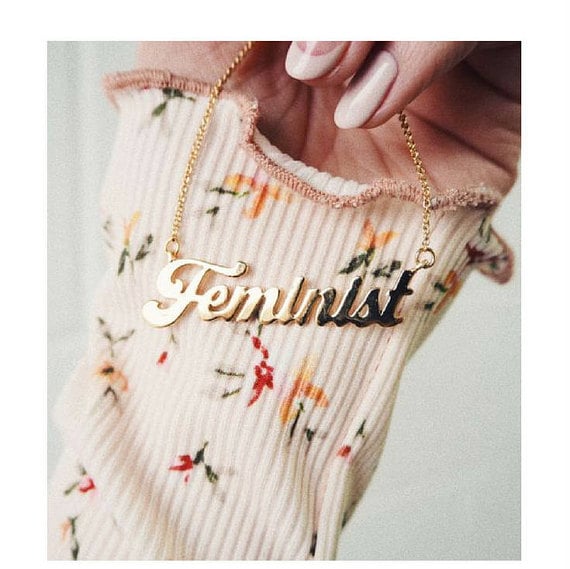 TheBedHeadSociety Feminist Nameplate Necklace