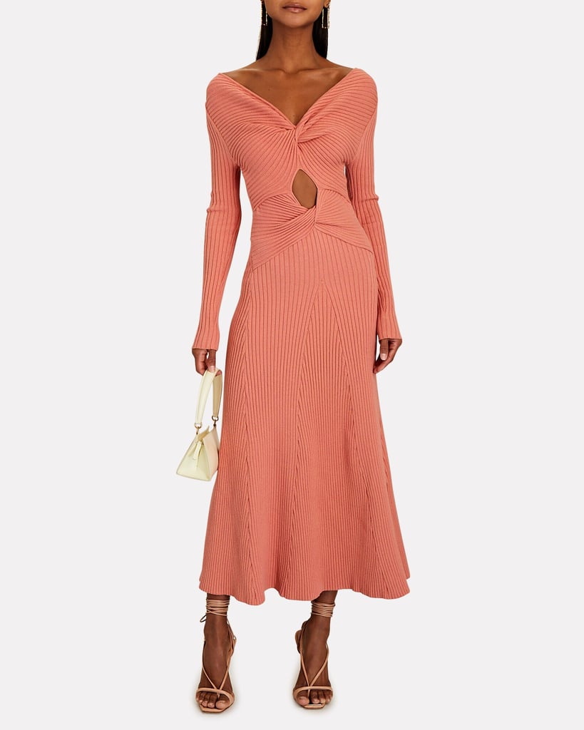 Anna Quan Paige Twisted Rib Knit Midi Dress