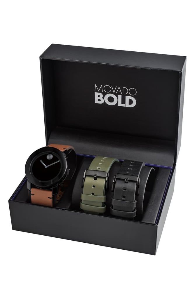 Movado Bold Leather Strap Watch Set Gifts For Men From Nordstrom