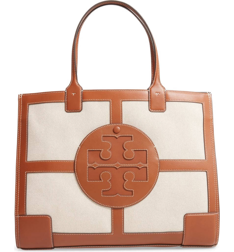 Tory Burch Ella Quardrant Canvas & Leather Tote