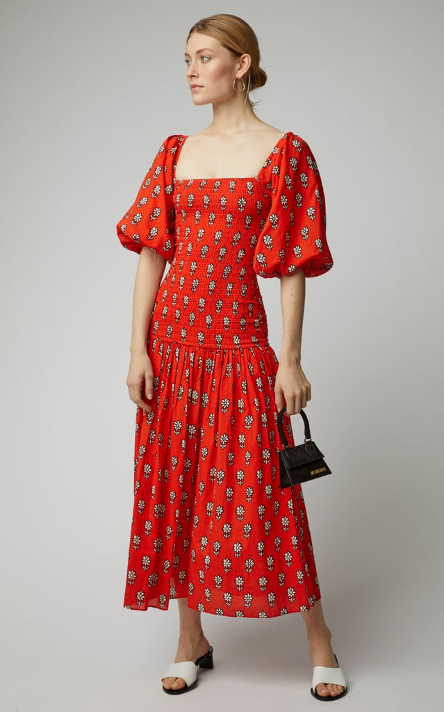 Rhode Harper Smocked Printed Cotton Dress