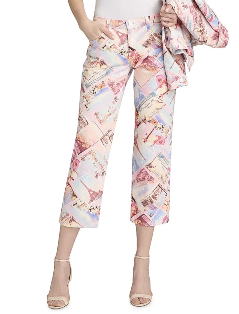 L'Agence Blaine Postcard-Print Low-Rise Crop Jeans