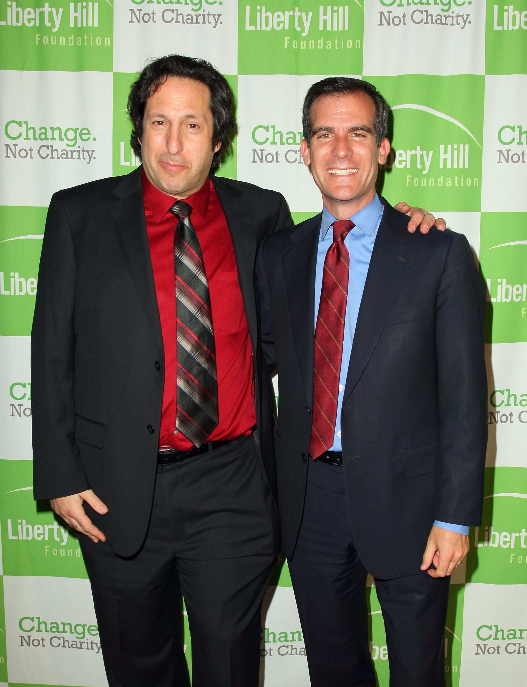 BEVERLY HILLS, CA - MAY 11:  Founders Honoree Gary Stewart and Los Angeles City Council President Eric Garcetti arrive for the Liberty Hill Upton Sinclair Awards Dinner at The Beverly Hilton Hotel on May 11, 2011 in Beverly Hills, California.  (Photo by Victor Decolongon/Getty Images)