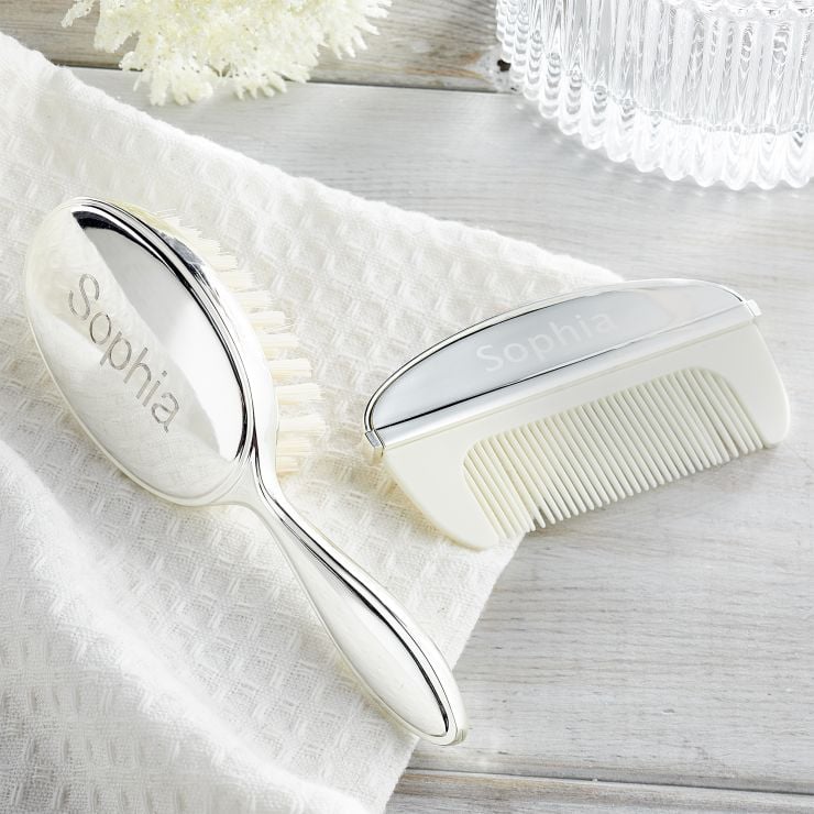 Personalised Silver Brush & Comb Set