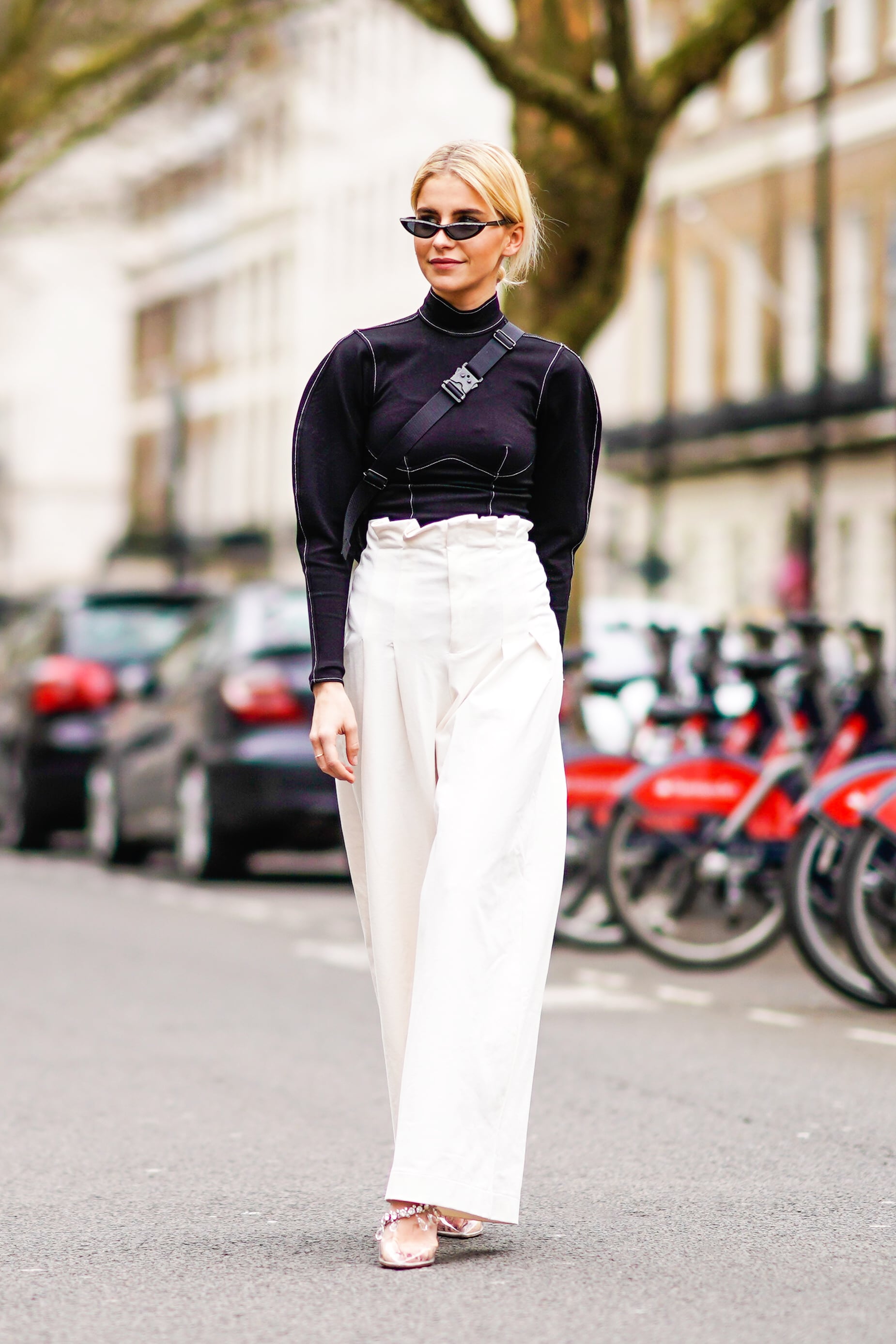 blazer and high waisted trousers