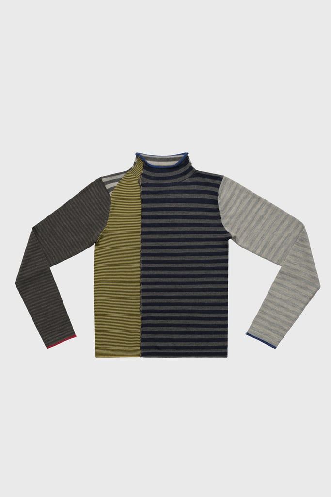 YanYan Knits Mismatched Stripe Mockneck LS Pullover