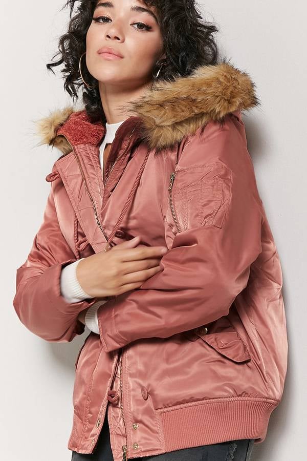 Forever 21 pink fluffy jacket hotsell