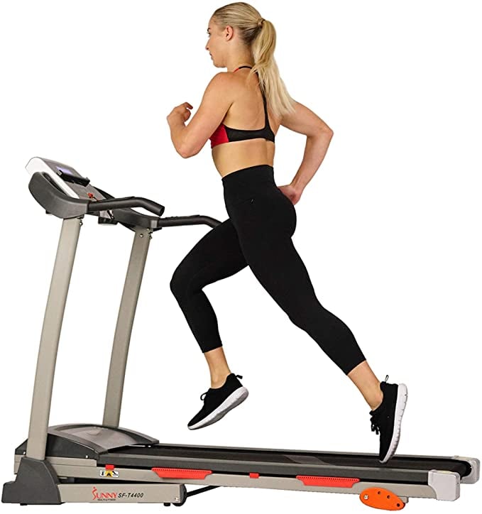 Sunny Health & Fitness Folding Treadmill with Device Holder