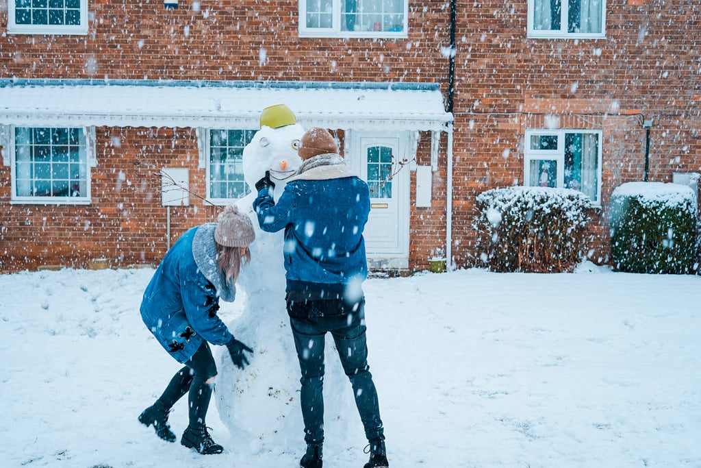 Play in the snow. Make snow angels and snowmen. Start a snowball fight, and slide down a hill on a sled.