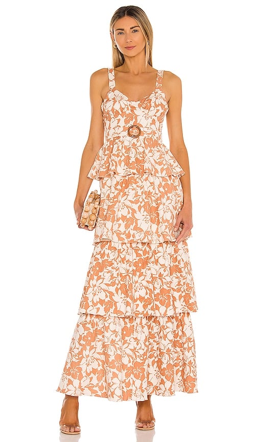 Lovers + Friends Corey Maxi Dress in Caramel Brown Floral