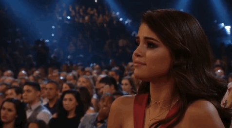 Selena Gomez looked like she was about to burst into tears during Taylor Swift's speech.