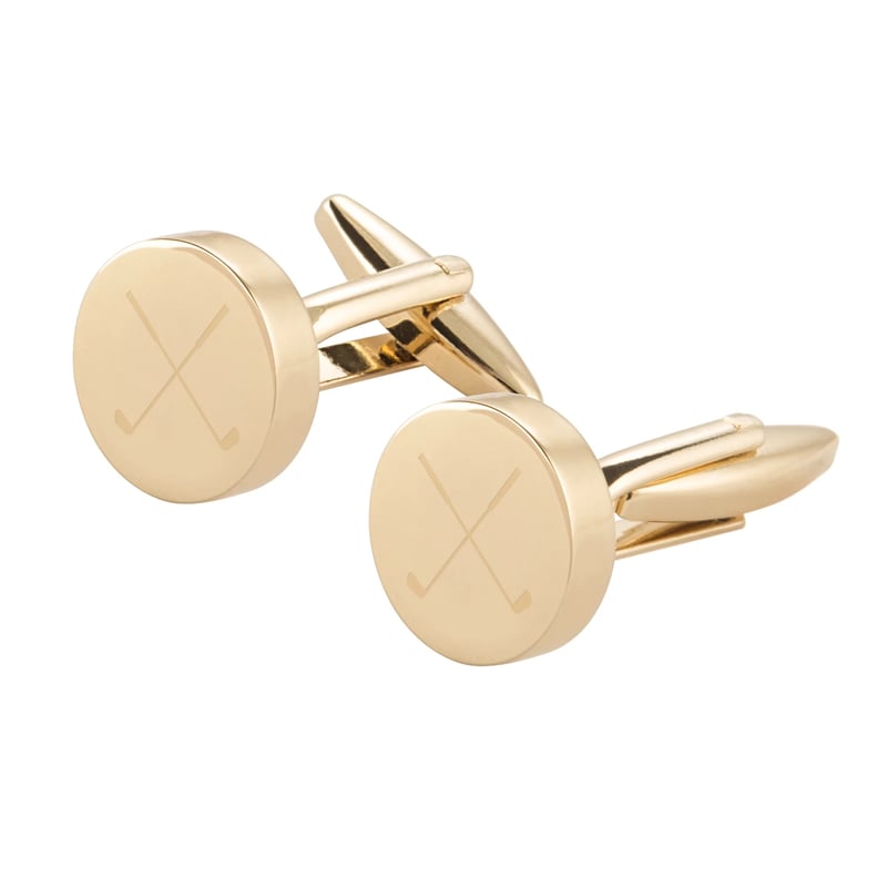 Gold Golf Round Cuff Links