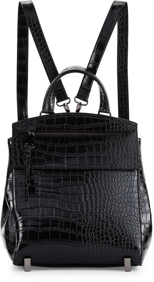 Neiman Marcus Kari Crocodile-Embossed Backpack