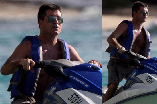Photos Of Simon Cowell Shirtless On A Jet Ski In The Caribbean Popsugar Celebrity