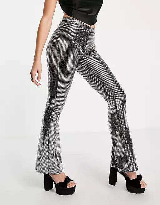 ASOS DESIGN Chainmail Sequin Slim Flare Pants