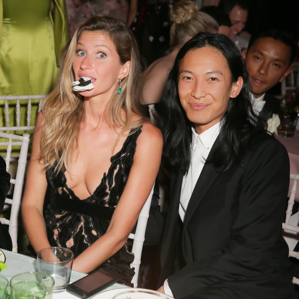 Gisele Bündchen got goofy with designer Alexander Wang during the dinner.