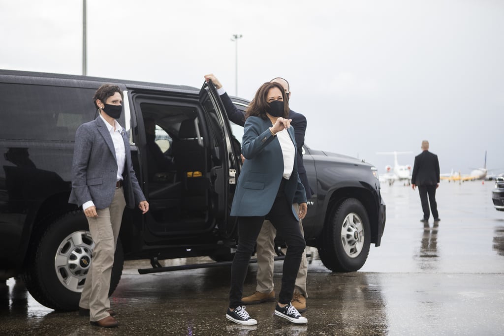 Kamala Harris Dances in the Rain Wearing Converse Sneakers