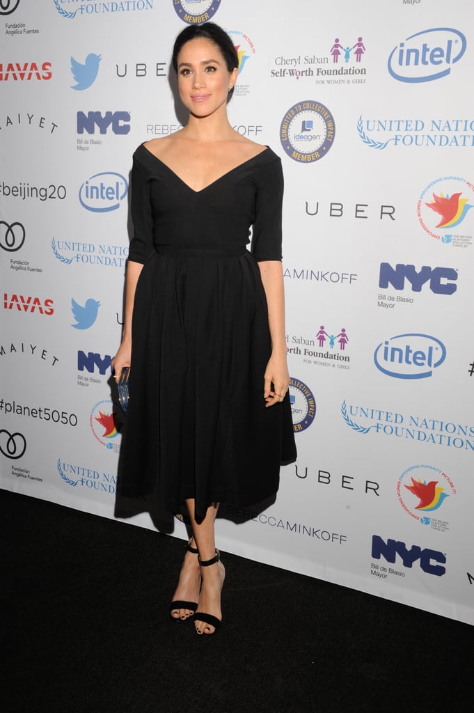 The royal-to-be opted for an elegant black dress with an off-the-shoulder neckline when she attended the Step It Up for Gender Equality 20th Anniversary.