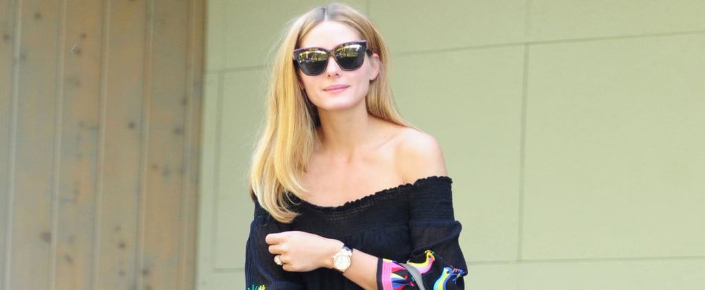 Olivia Palermo Off-the-Shoulder Dress Street Style