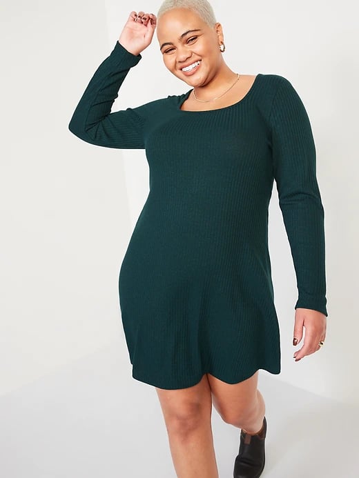 Old Navy Fit and Flare Rib-Knit Long-Sleeve Mini Dress