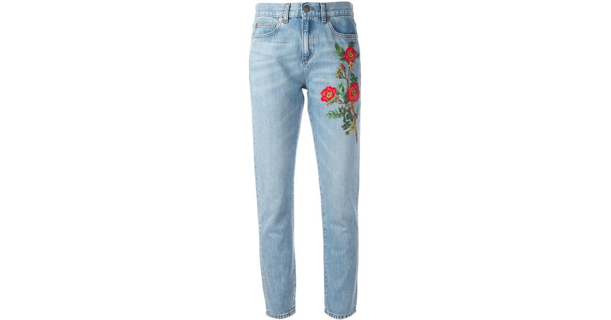 Gucci Blue Denim Silver Floral Embroidered Jeans - 25 – I MISS YOU
