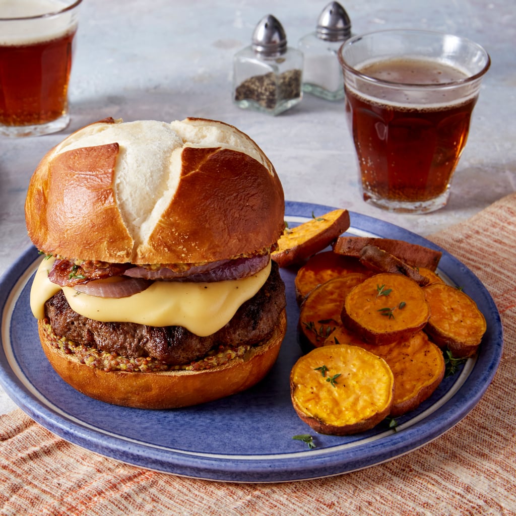 Pretzel Burgers With Roasted Onion and Sweet Potato