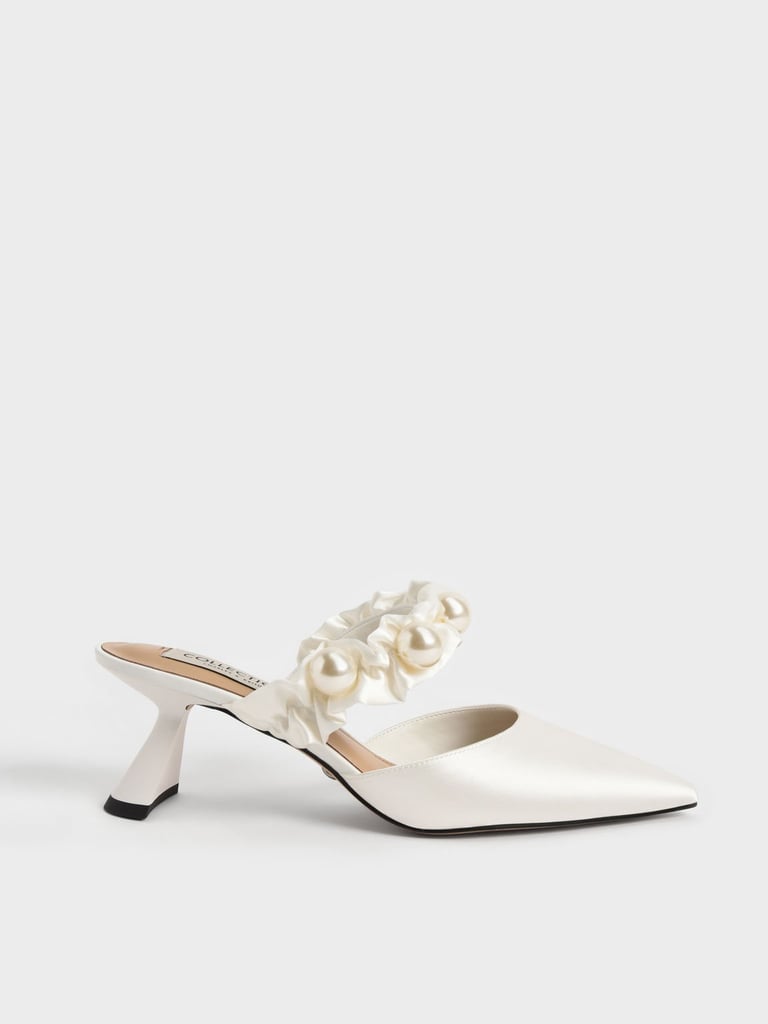 Charles Keith Beaded Satin Pumps