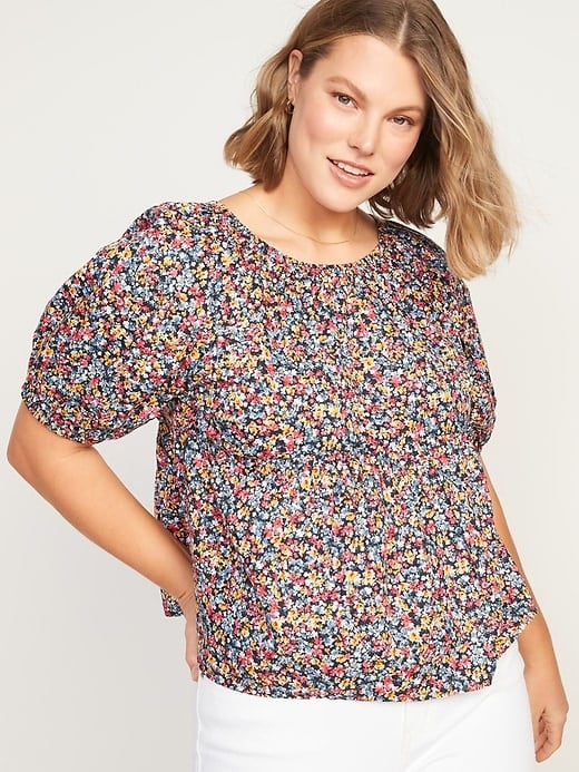 Old Navy Floral-Print Puff-Sleeve Babydoll Top