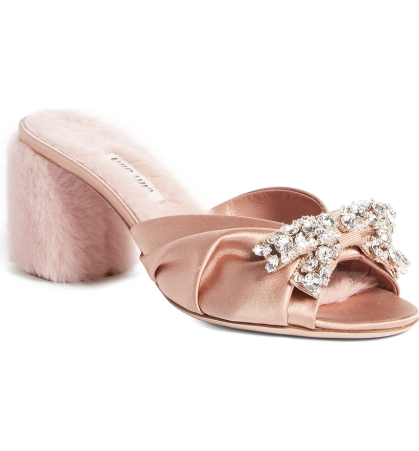 Miu Miu Crystal Embellished Slide Sandal (Women) ($950)