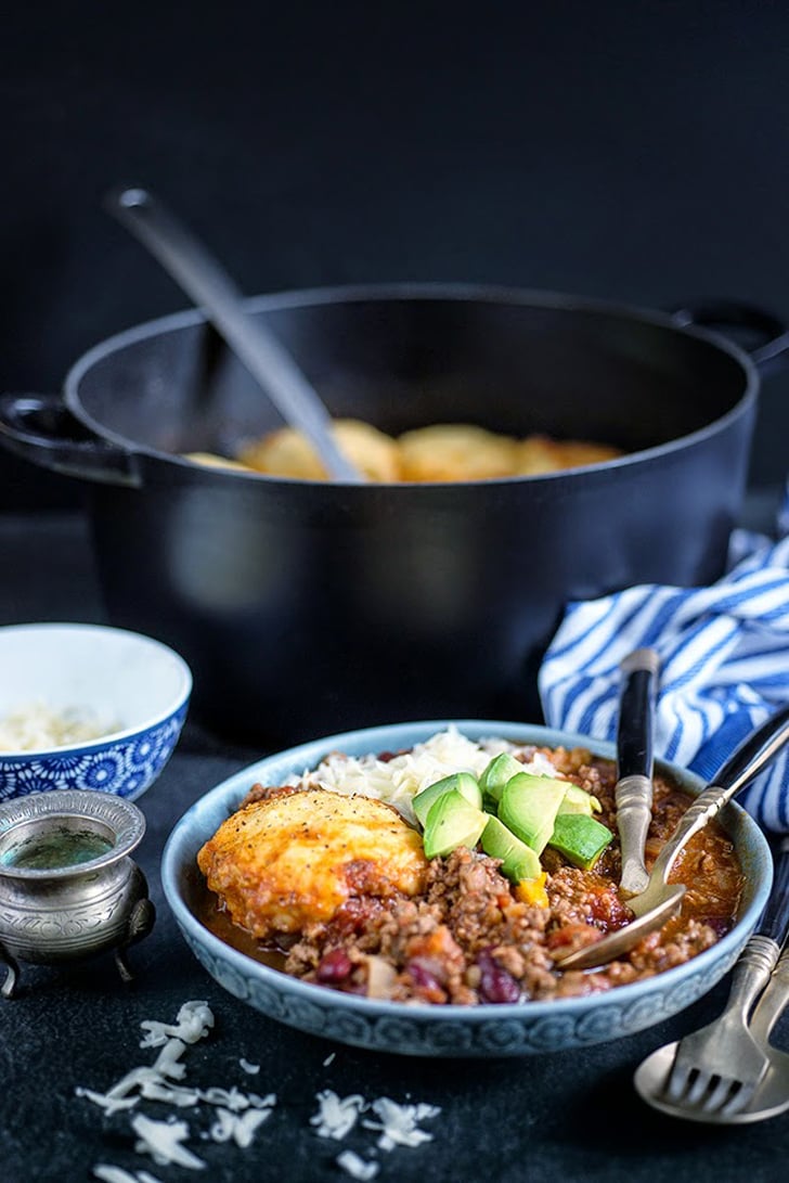 Beef Chili With Cornbread Dumplings Fall and Winter Comfort Foods