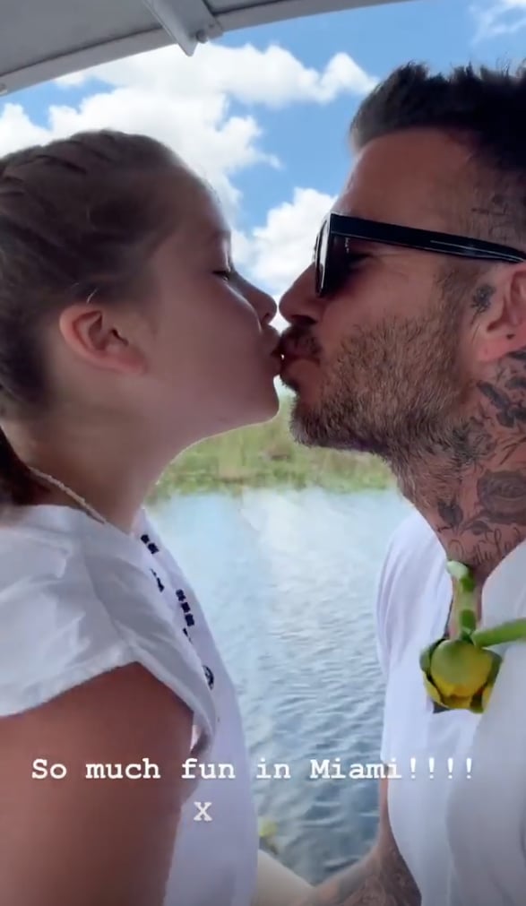 Harper Shared a Sweet Smooch With Her Dad on a Boat